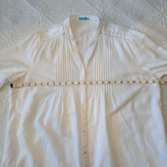 McLaughlin Riviera Linen Blend White Blouse Top Size XL - Picture 6 of 9
